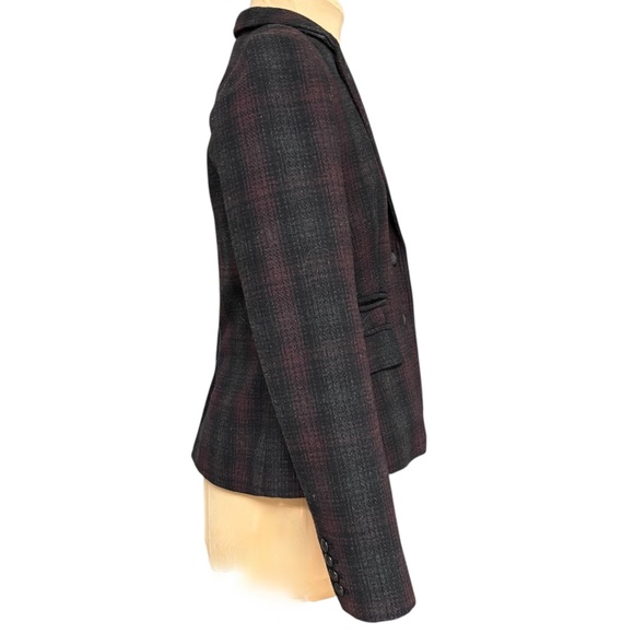 jacket blazer BANANA REPUBLIC XS/S cropped plaid wool blend classic boho indie - Picture 3 of 15